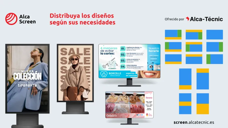 Ejemplo de distribución de diseños en distintas pantallas